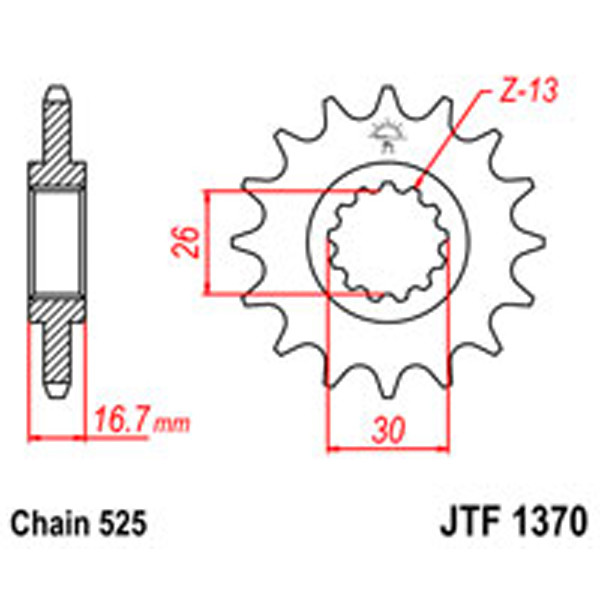 JT JT Gear Box Sprockets G/B 1370-16T HON (2068)